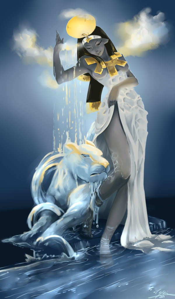 Tefnout, deesse de la brume, illustration par Lutin Karau